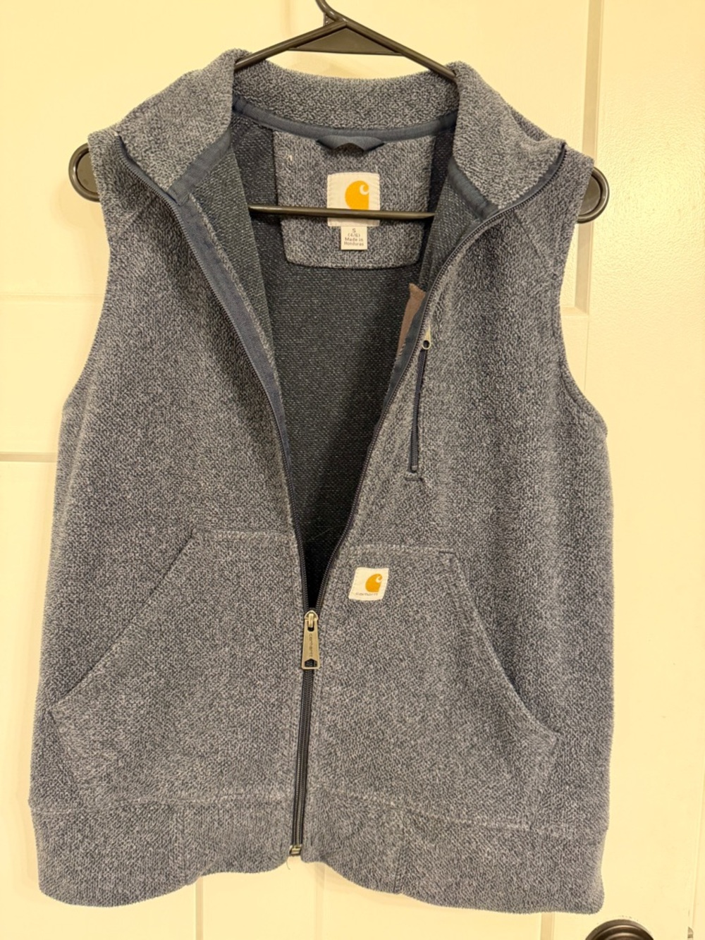 Carhartt Gray Sherpa Fleece Zip Vest with Gold Logo